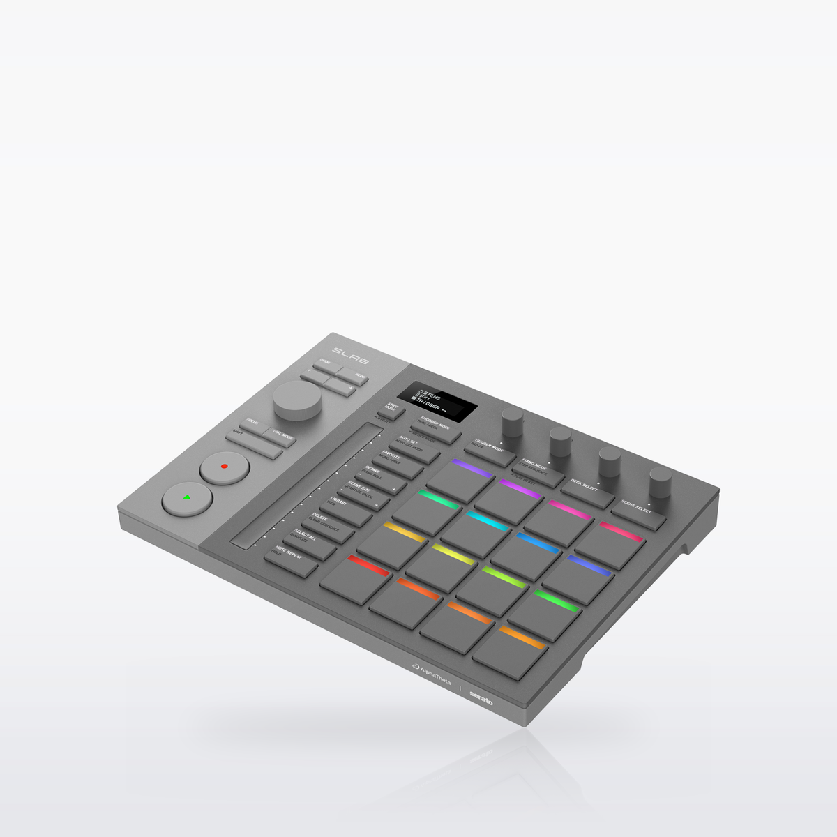AlphaTheta SLAB MIDI pad controller, three-quarter view