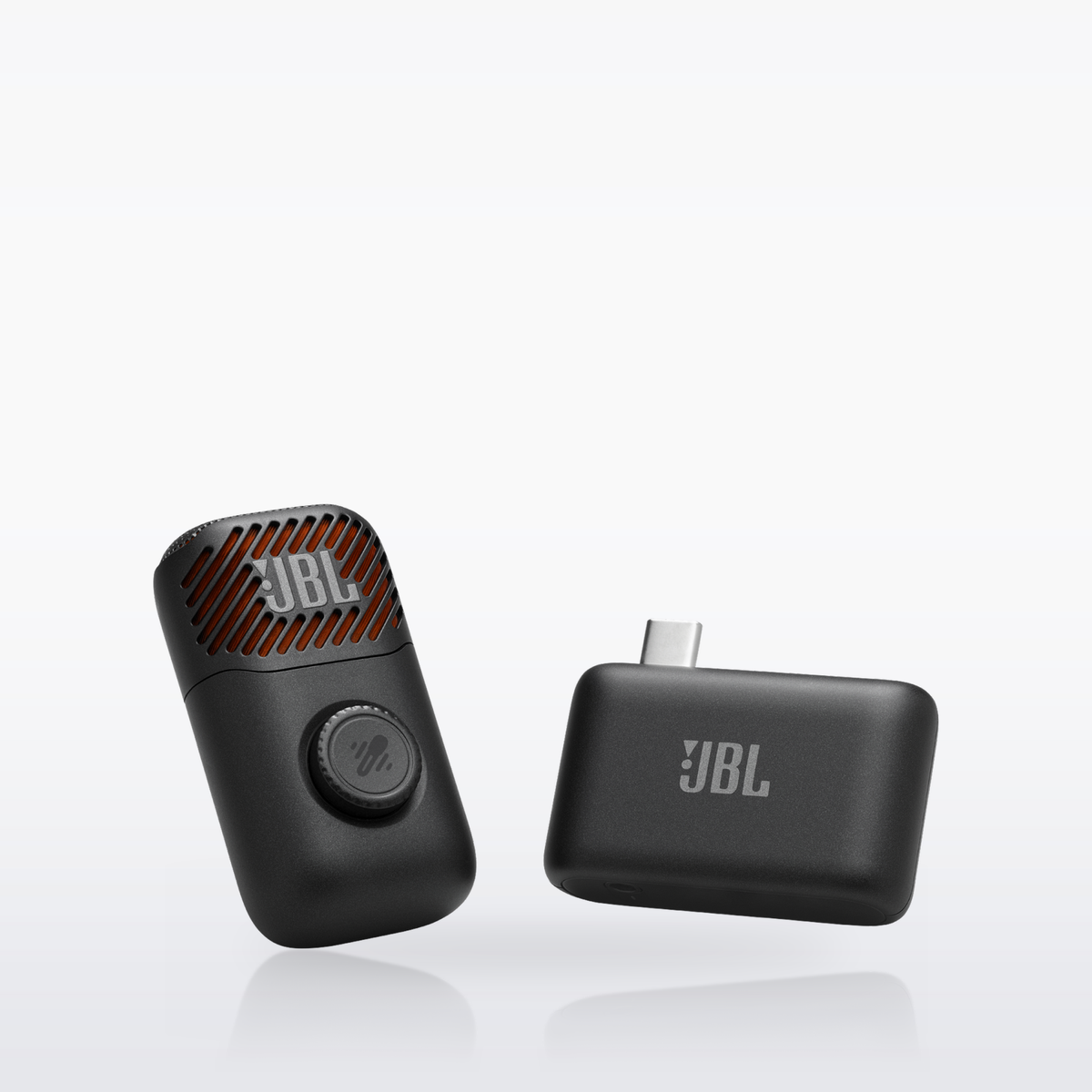 JBL EasySing Mic Mini wireless microphone with its USB-C AI dongle