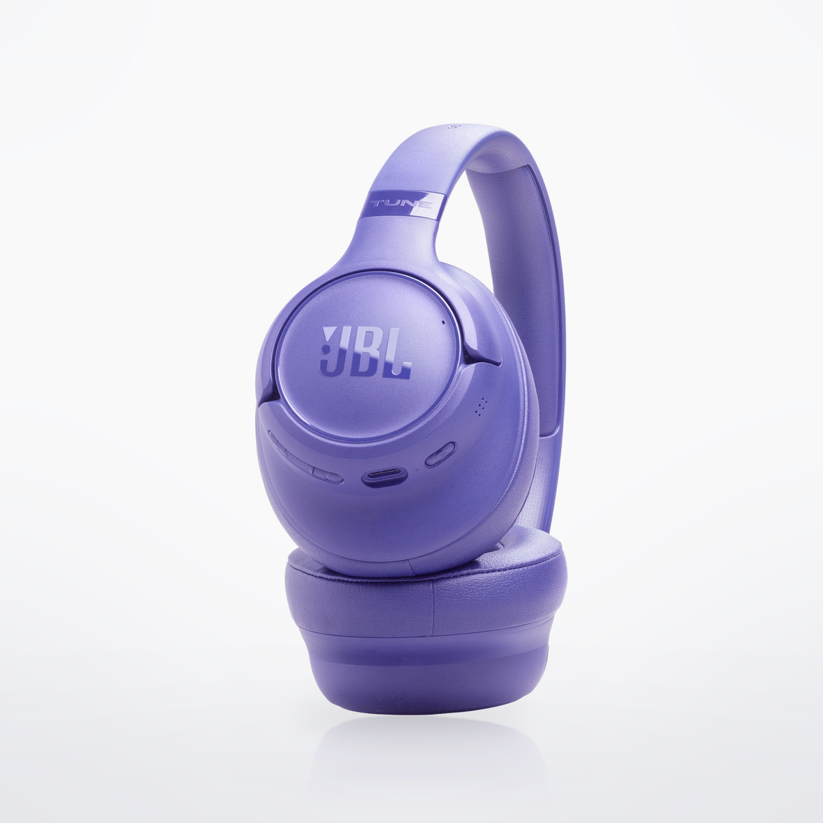 JBL Tune 730BT headphones, Lavender, earcup controls and USB-C port