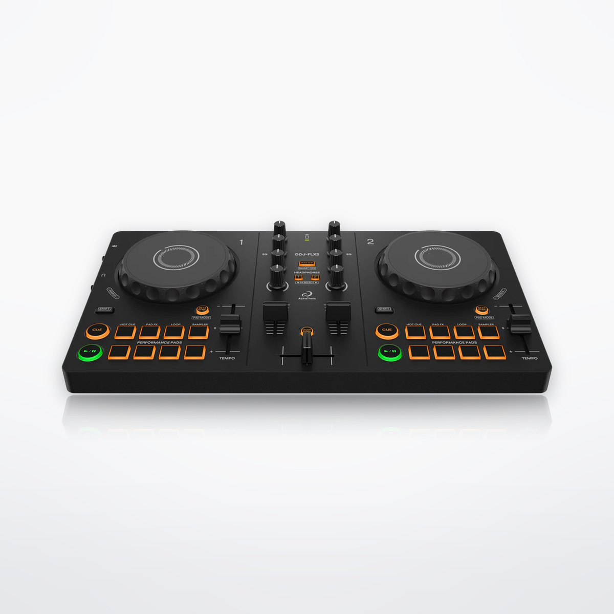 Pioneer DJ DDJ-FLX2, three-quarter view