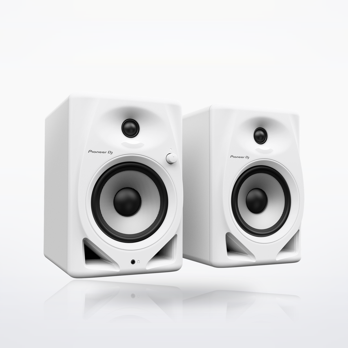 Pioneer DJ DM-50D desktop monitor speakers, White, angle
