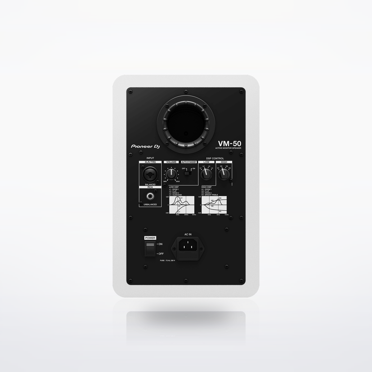 Pioneer DJ VM-50 studio monitor, White, rear