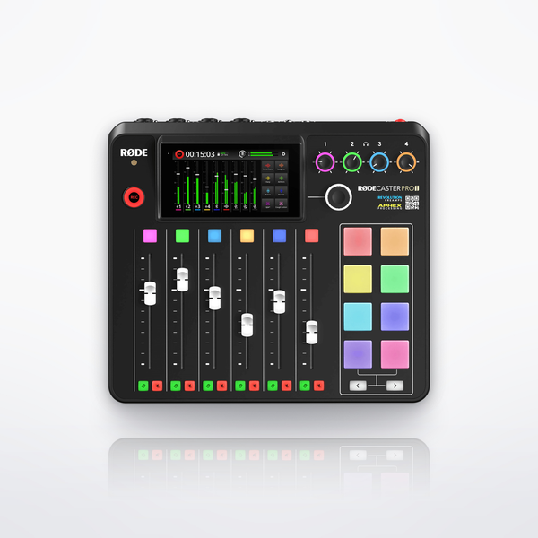 RØDE RØDECaster Pro II audio production studio, top view