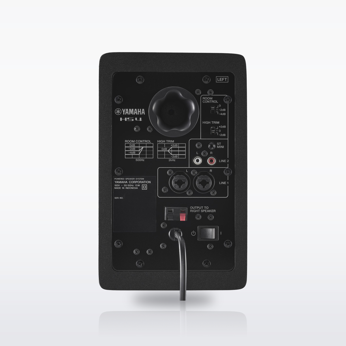 Yamaha HS4 studio monitor, Black, rear