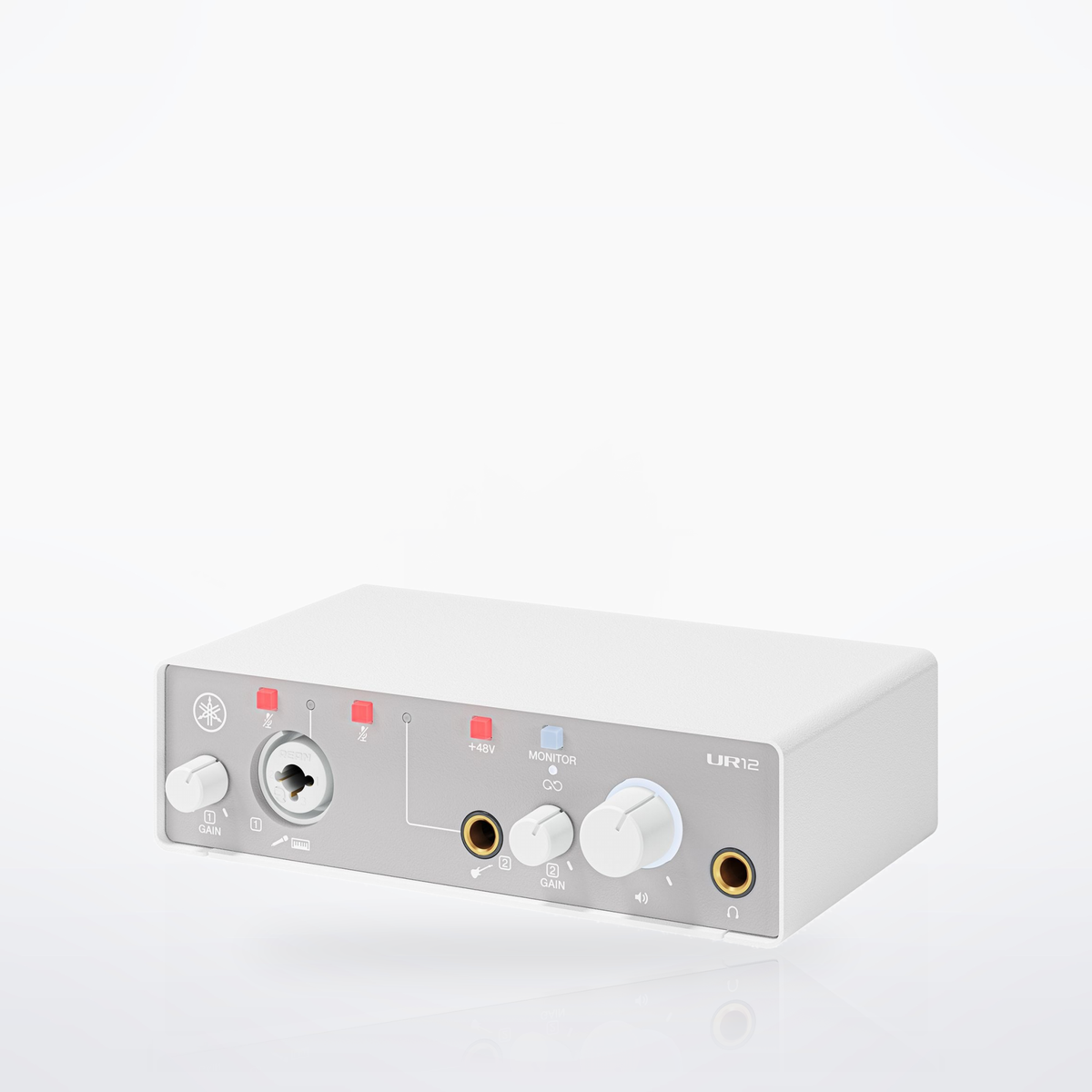 Yamaha UR12MK3 USB-C audio interface, White, three-quarter view