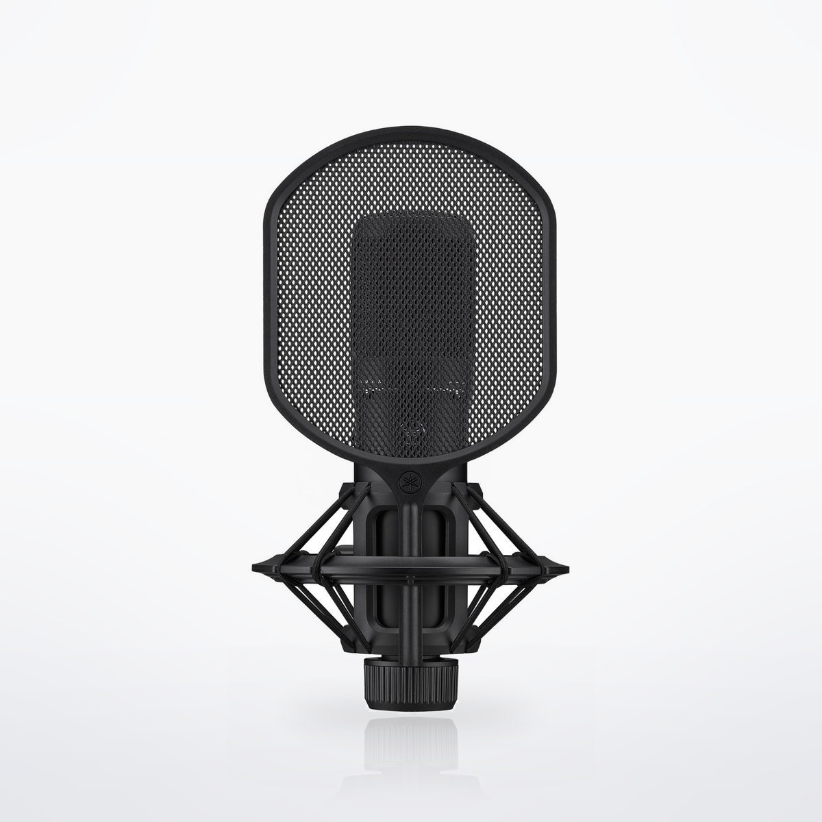 Yamaha YCM705, Black, in the shock mount with the pop filter fitted