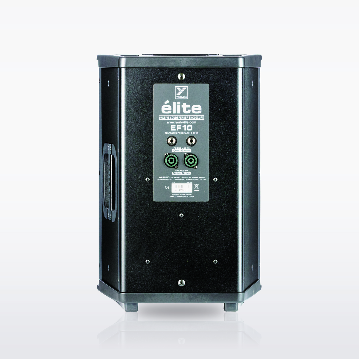 Yorkville EF10 Elite unpowered loudspeaker, rear view with Speakon and 1/4-inch inputs