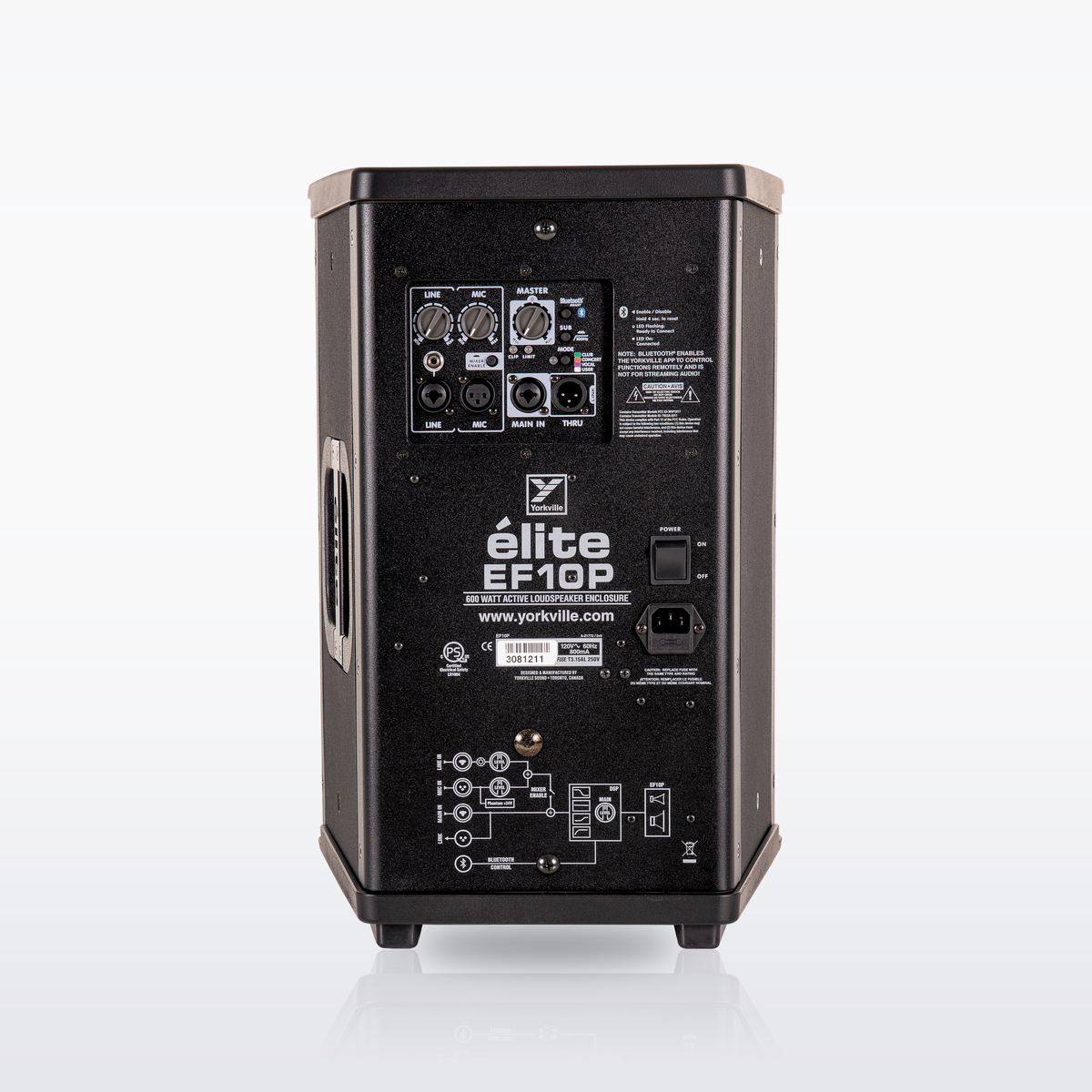 Yorkville EF10P Elite powered loudspeaker, rear view
