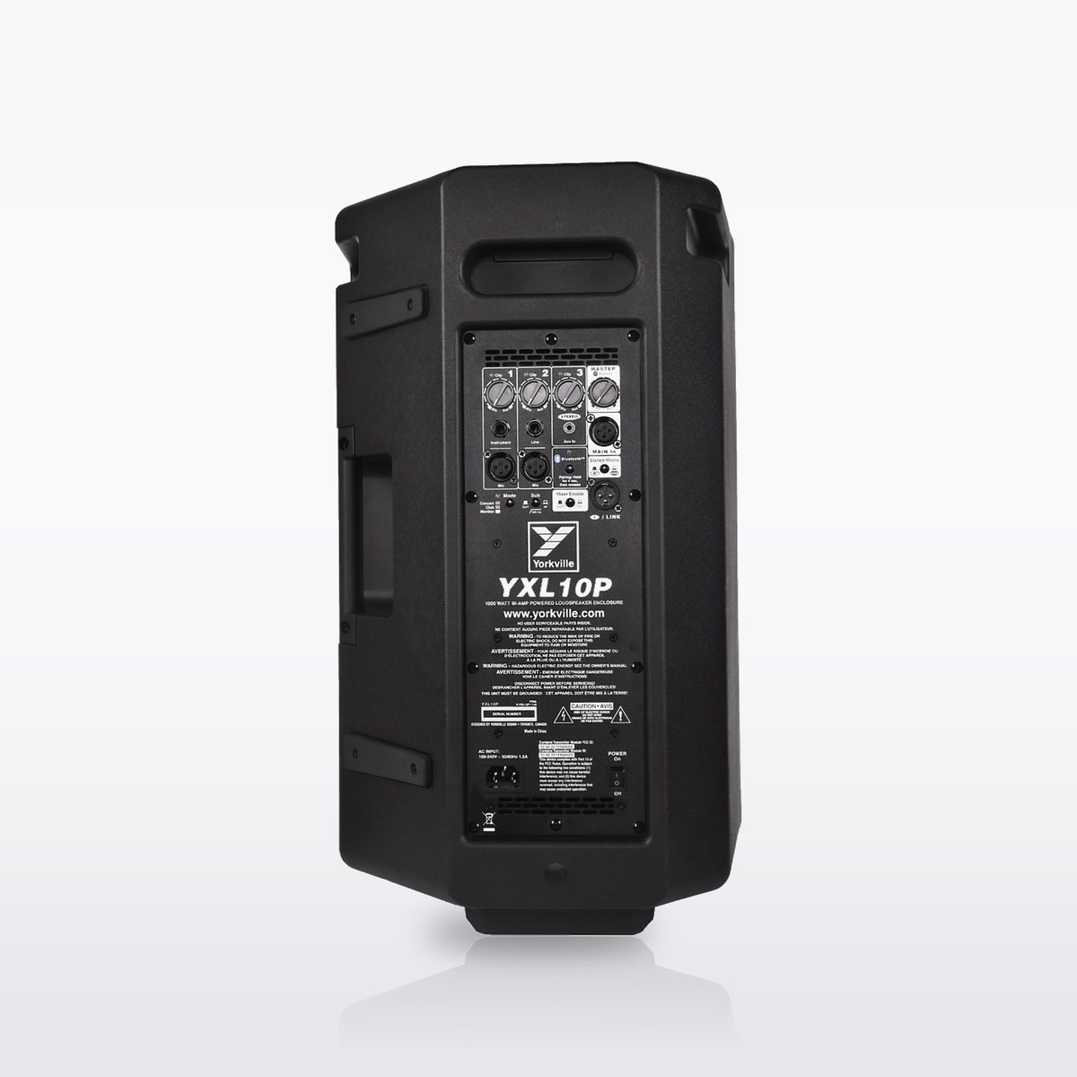 Yorkville YXL10P powered loudspeaker, rear view