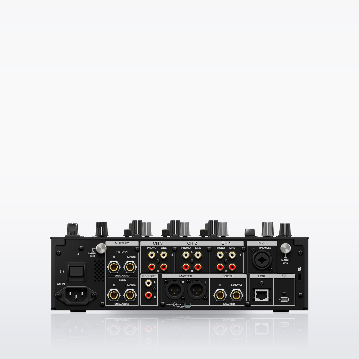AlphaTheta DJM-V5 3-channel DJ mixer, rear panel connections