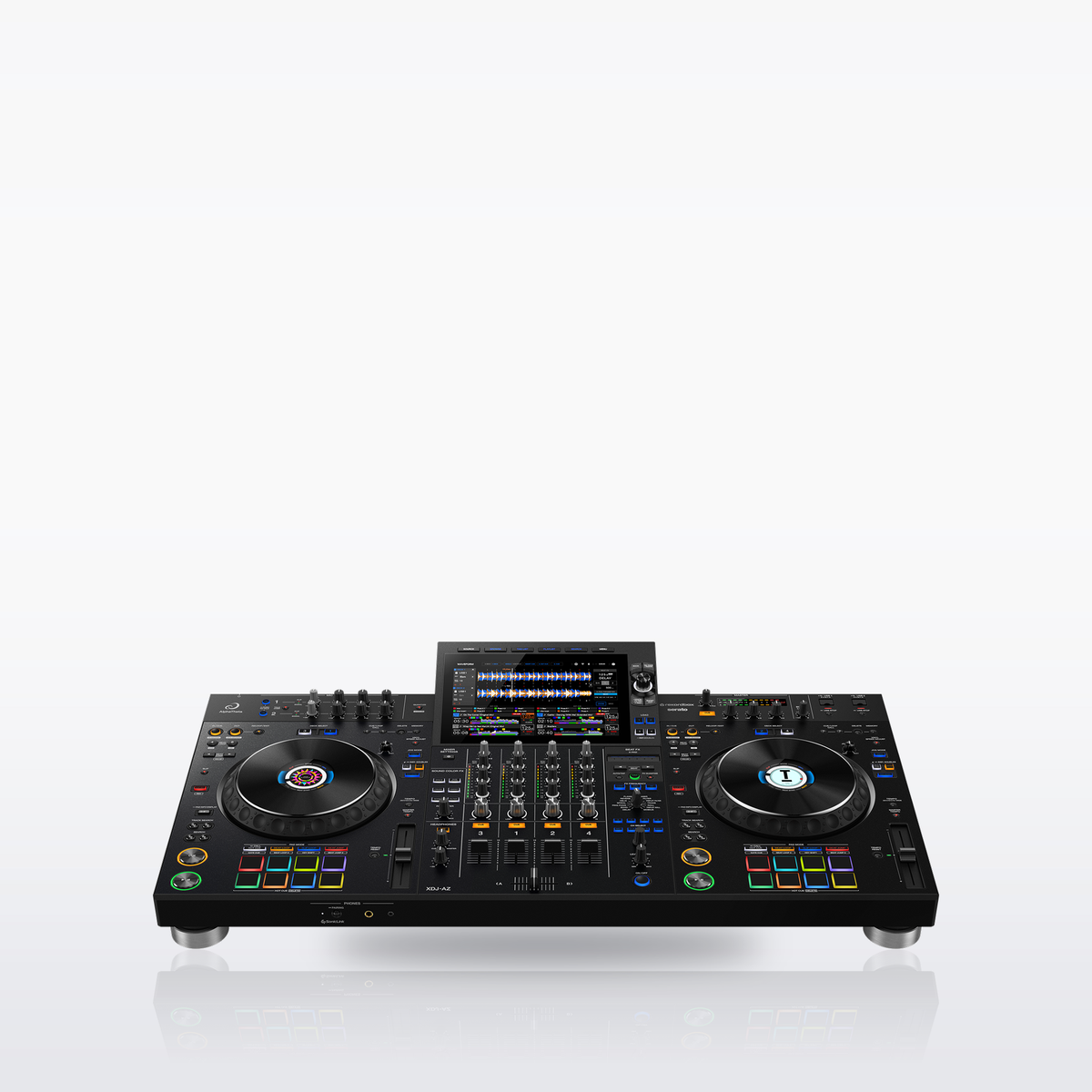 AlphaTheta XDJ-AZ all-in-one DJ system, front three-quarter view