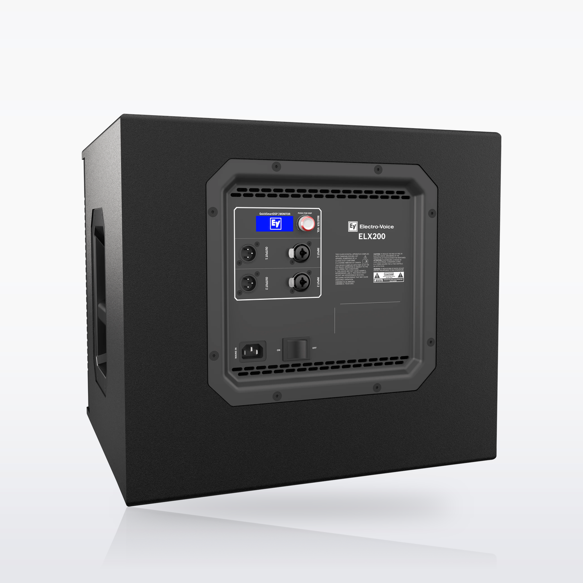 Electro-Voice ELX200-12SP powered subwoofer, rear three-quarter view