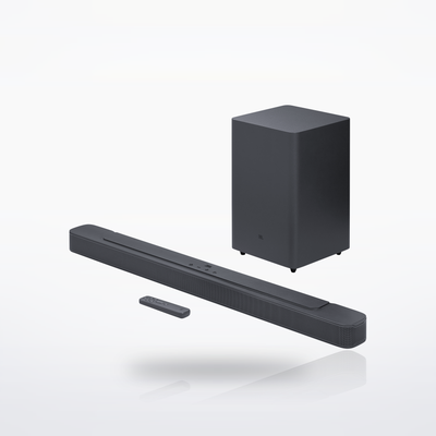 JBL Bar 2.1 Deep Bass (MK2), soundbar and wireless subwoofer, three-quarter front