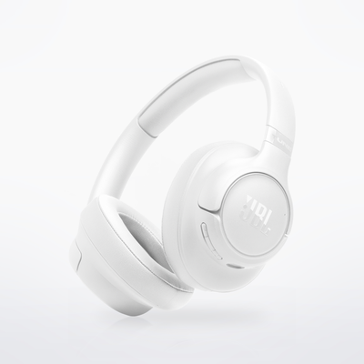 JBL Tune 730BT wireless over-ear headphones, White, three-quarter view
