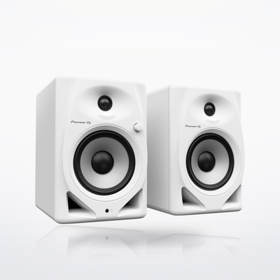 Pioneer DJ DM-50D desktop monitor speakers, White, angle