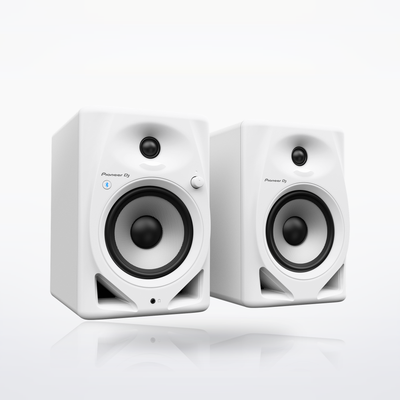 Pioneer DJ DM-50D-BT Bluetooth desktop monitor speakers, White, angle