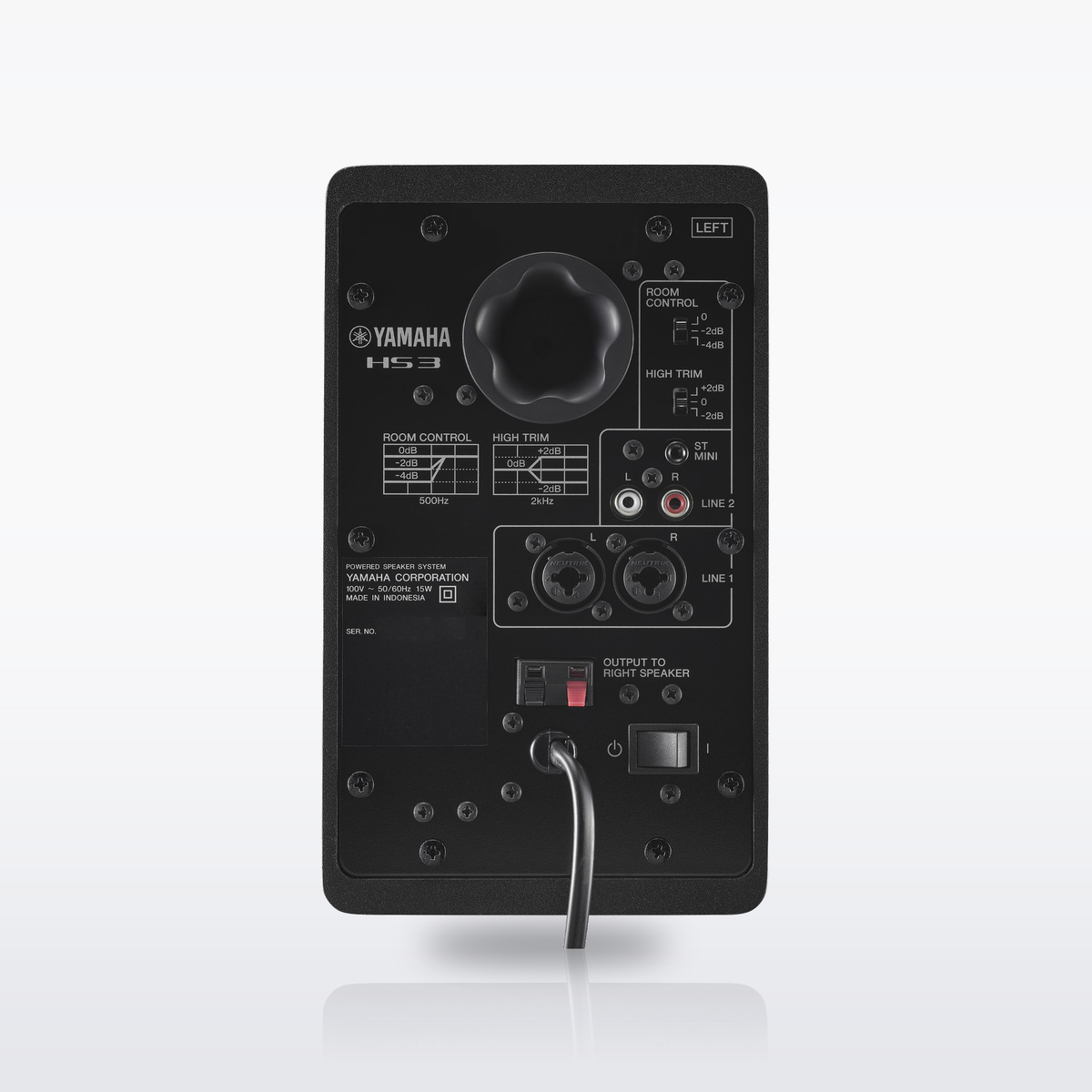 Yamaha HS3 studio monitor, Black, rear