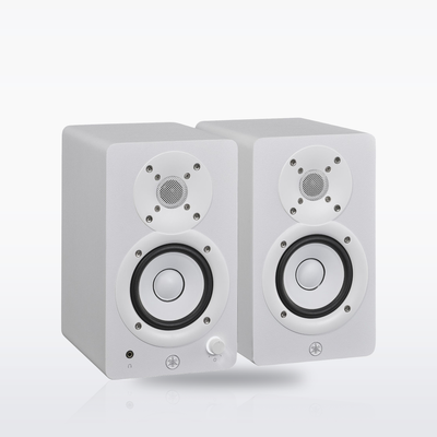 Yamaha HS3 studio monitors, White, pair, angle