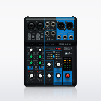 Yamaha MG06X mixer, control surface from above