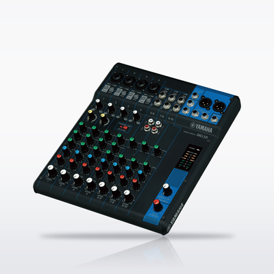 Yamaha MG10 10-channel analog mixer, angled view
