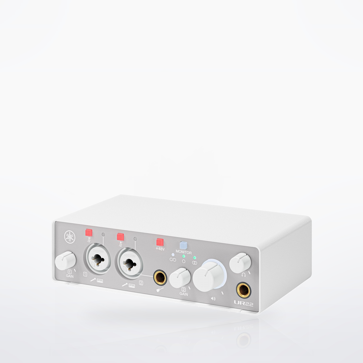 Yamaha UR22MK3 USB-C audio interface, White, three-quarter view