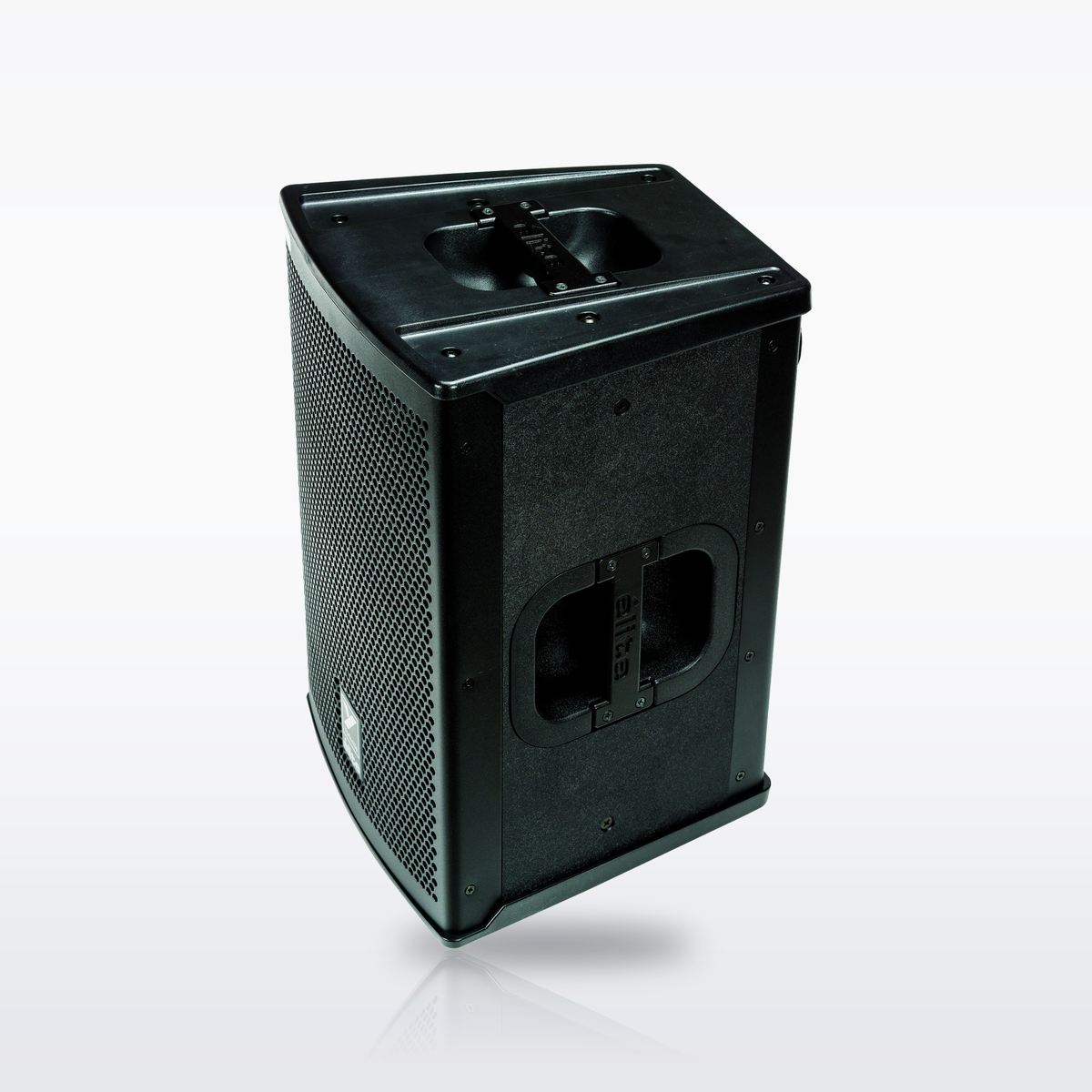Yorkville EF10 Elite 10-inch unpowered loudspeaker, angled view showing the handles