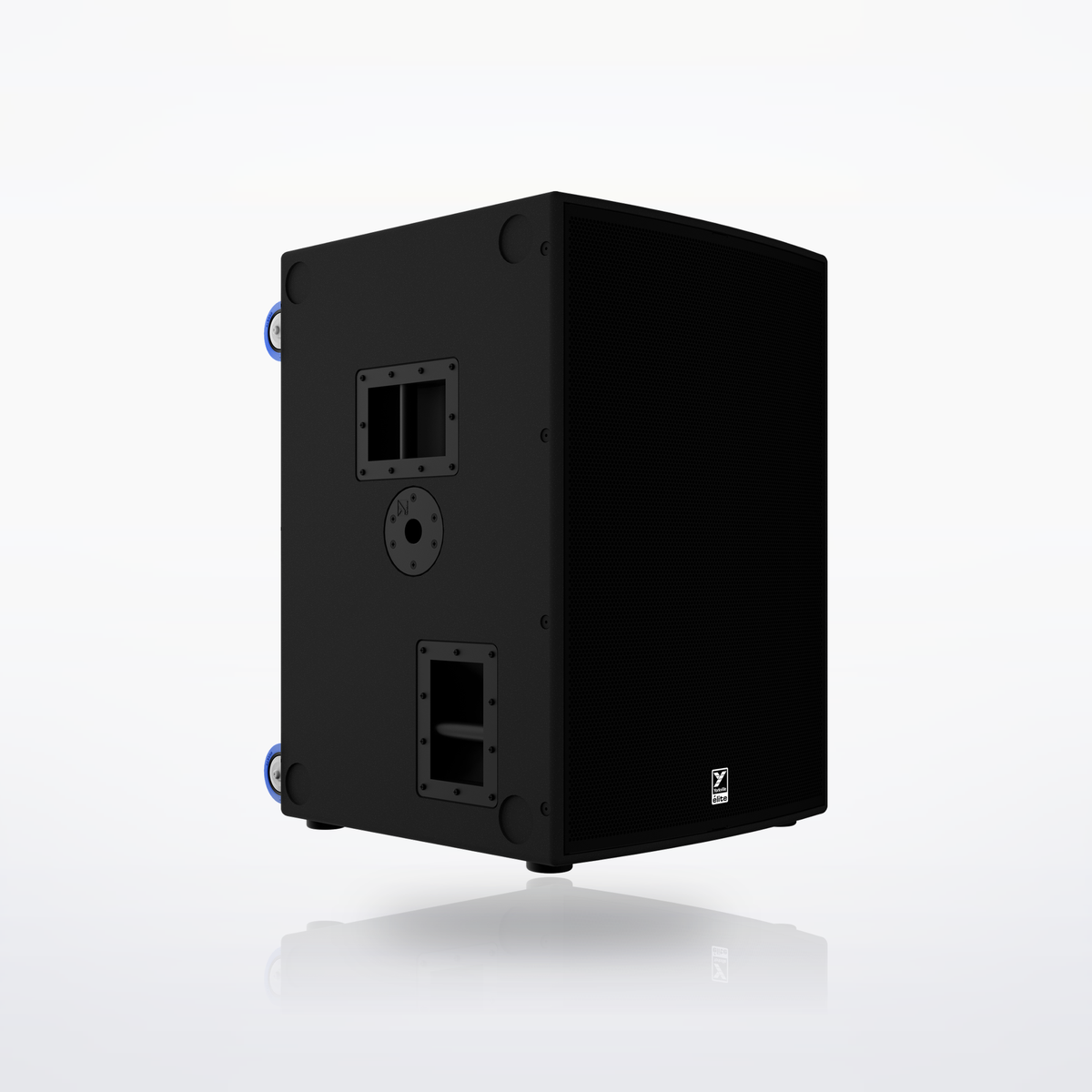 Yorkville EL18S powered subwoofer, angled view with side handles