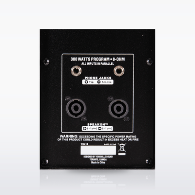 Yorkville YXL10 rear panel with Speakon and 1/4-inch inputs