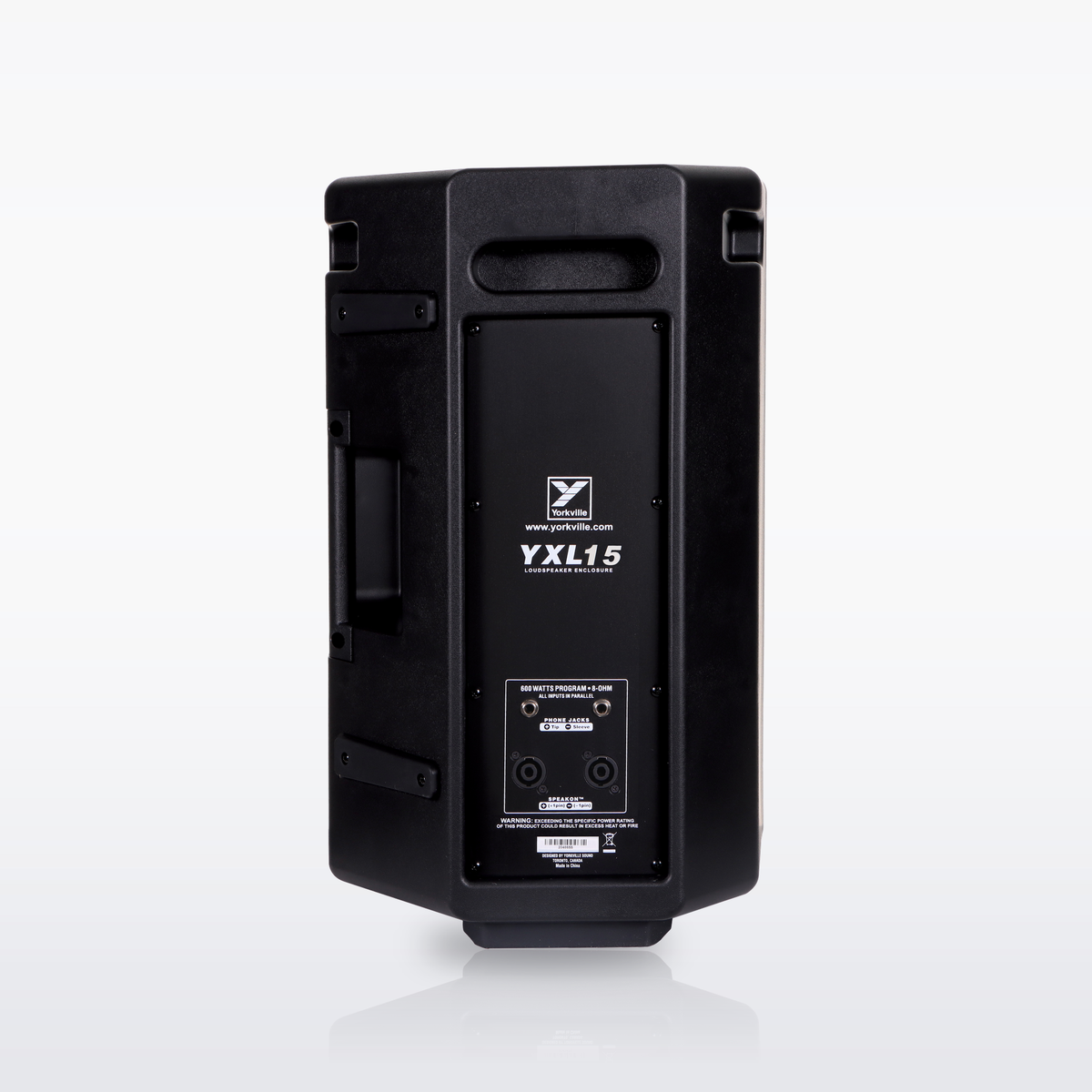 Yorkville YXL15 unpowered loudspeaker, rear view