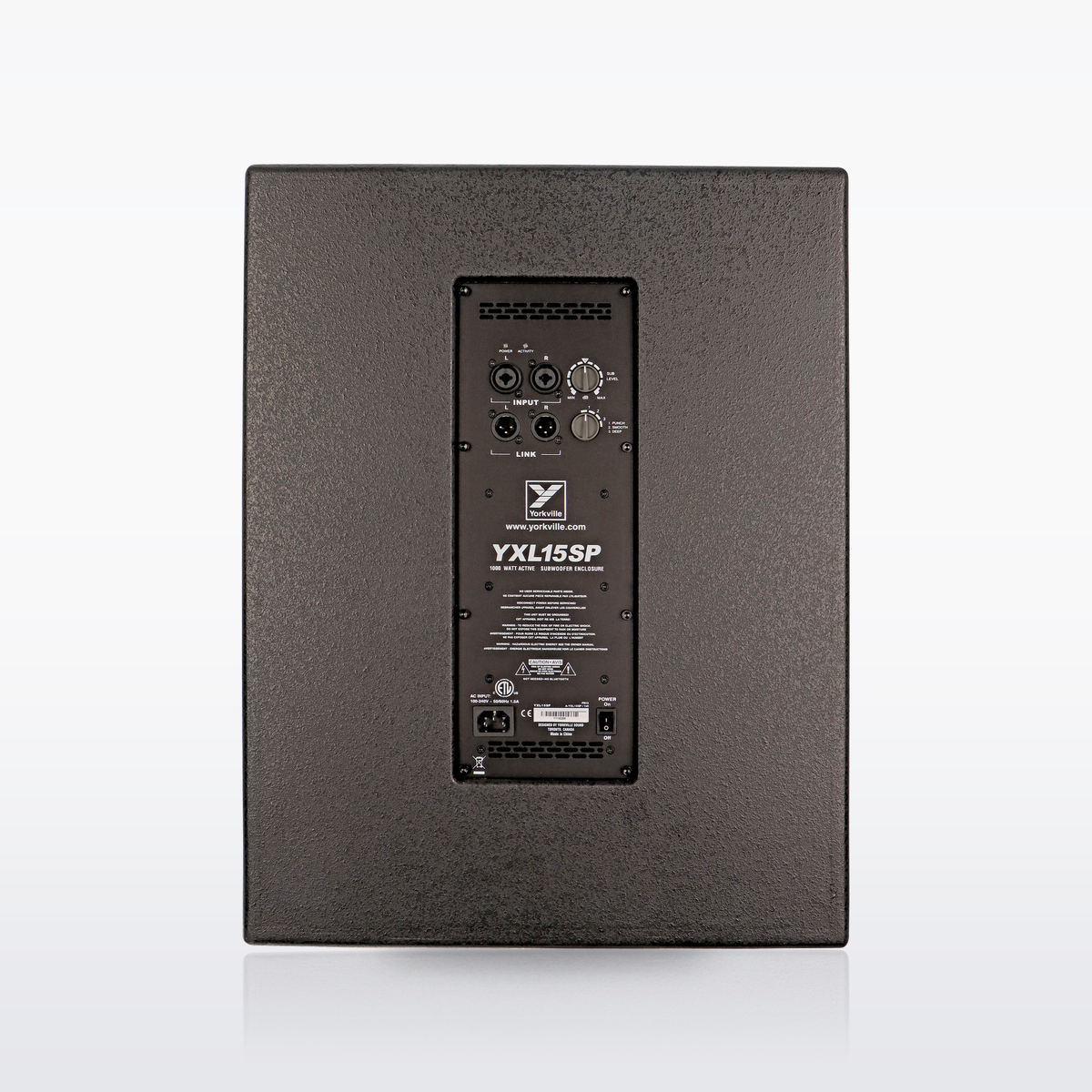 Yorkville YXL15SP powered subwoofer, rear panel